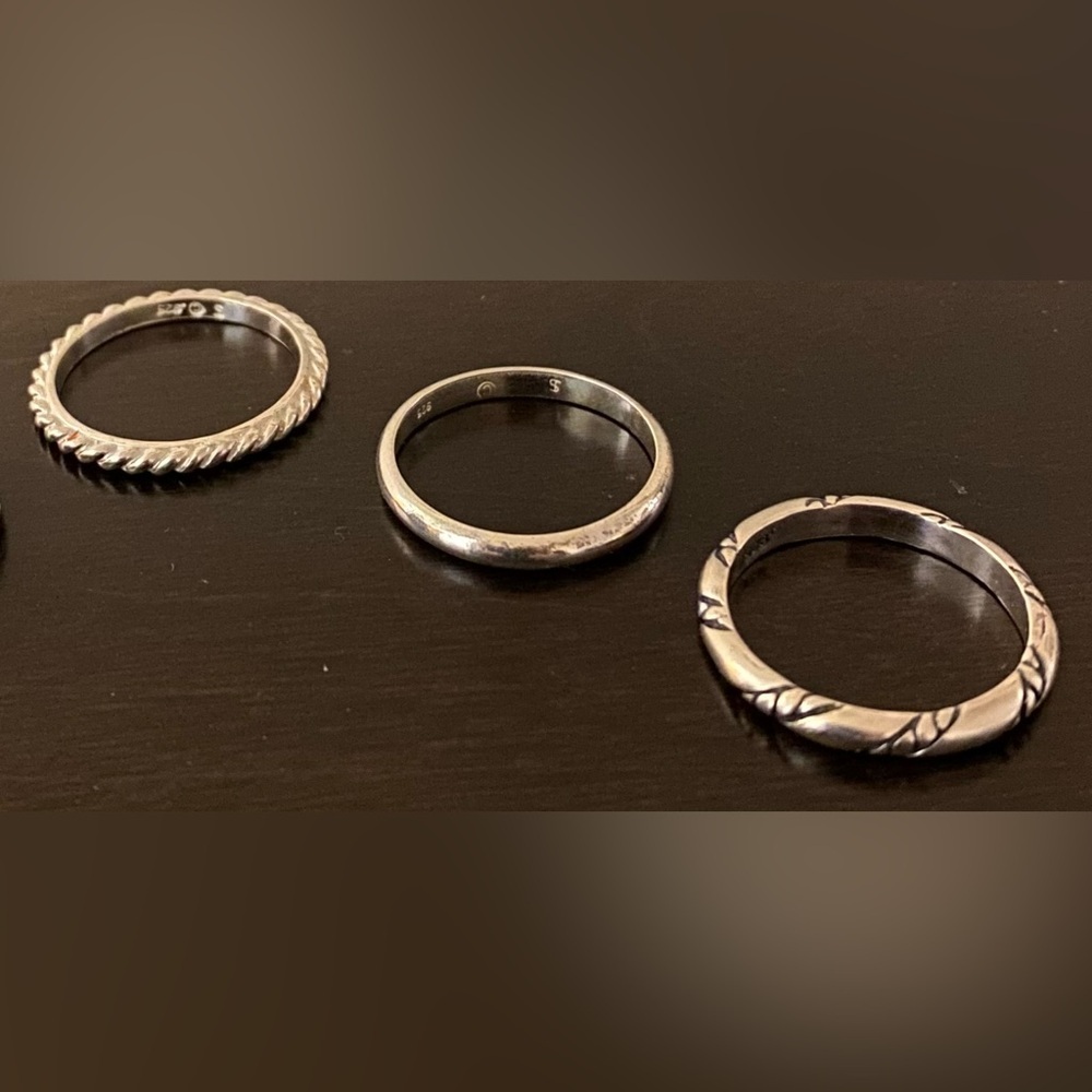 925 Sterling Silver Stackable Ring Set | Size 7–7.25 Bands | Minimalist Jewelry - Picture 4 of 9
